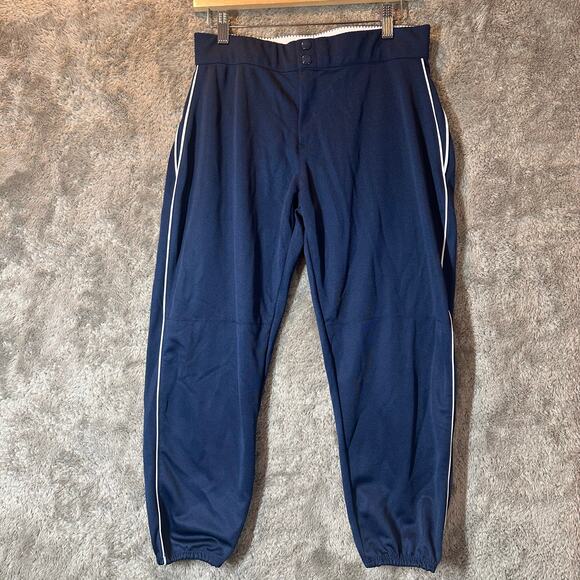 Alleson Athletic Navy Blue Softball Pants Pants Women L Large White Side Stripe - Picture 1 of 11